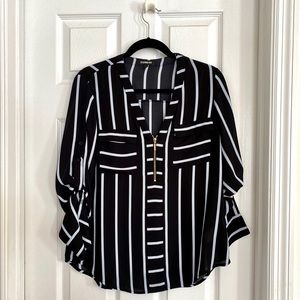 Express Striped Zip Blouse
